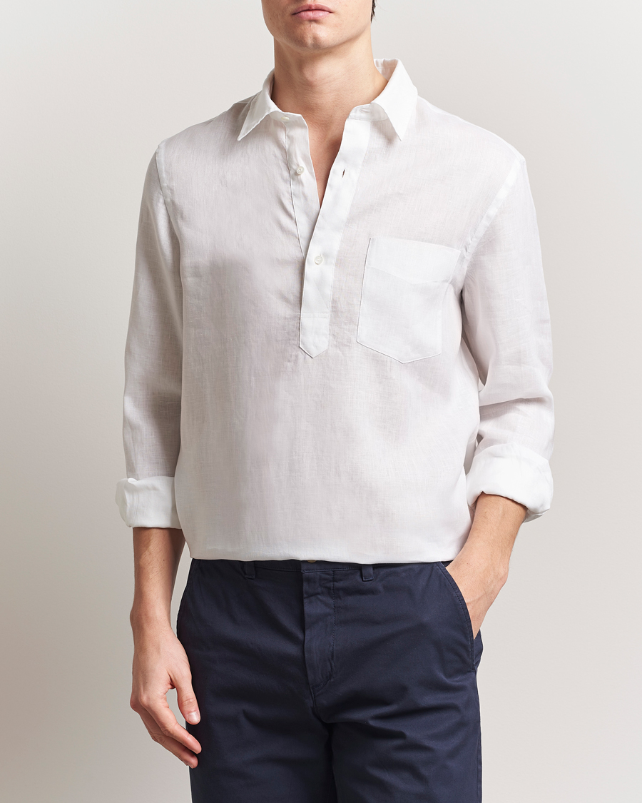 Aspesi Linen Popover Shirt White