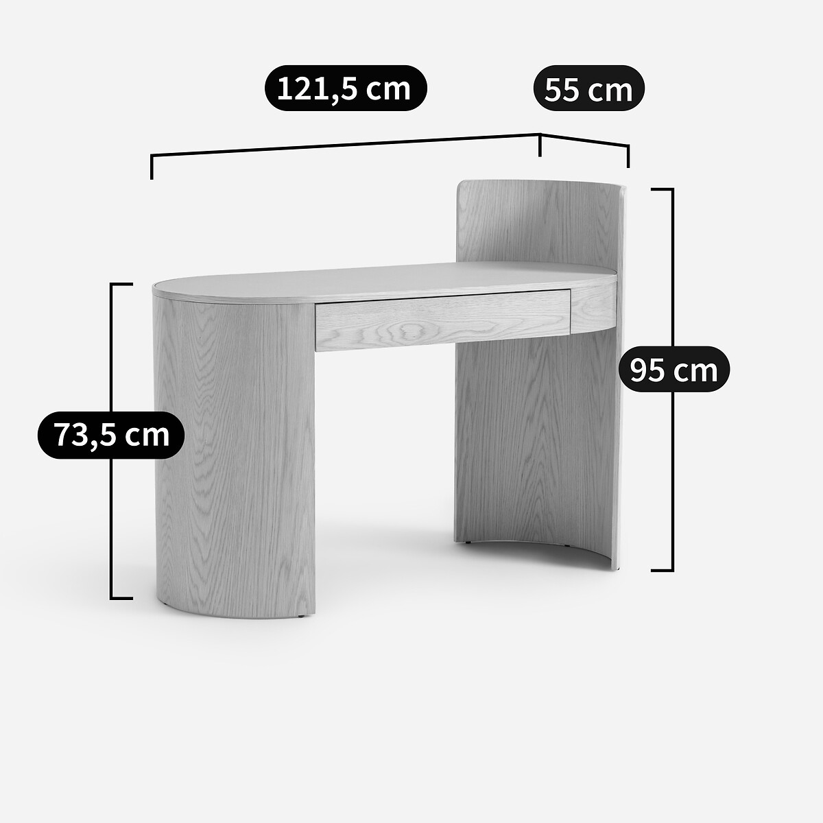 AM.PM<br>Mesa de madeira folheada a carvalho e couro, Abbas