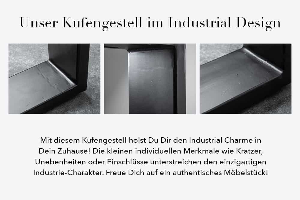 Massivholz Couchtisch IRON CRAFT 100cm braun Sheesham stone finish Industrial Design
