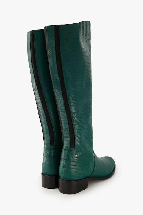 Lederstiefel, XL-Schaft, Schlangenprägung, Weite H