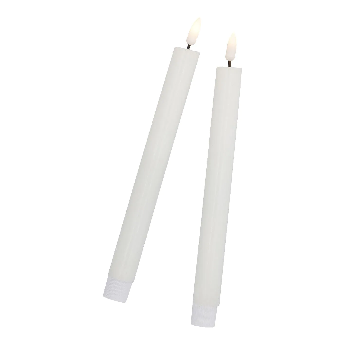 2er Set LED-Stabkerze Rustik, hellcreme, 24.5 cm