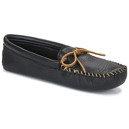Minnetonka - DOUBLE DEERSKIN SOFTSOLE - Noir