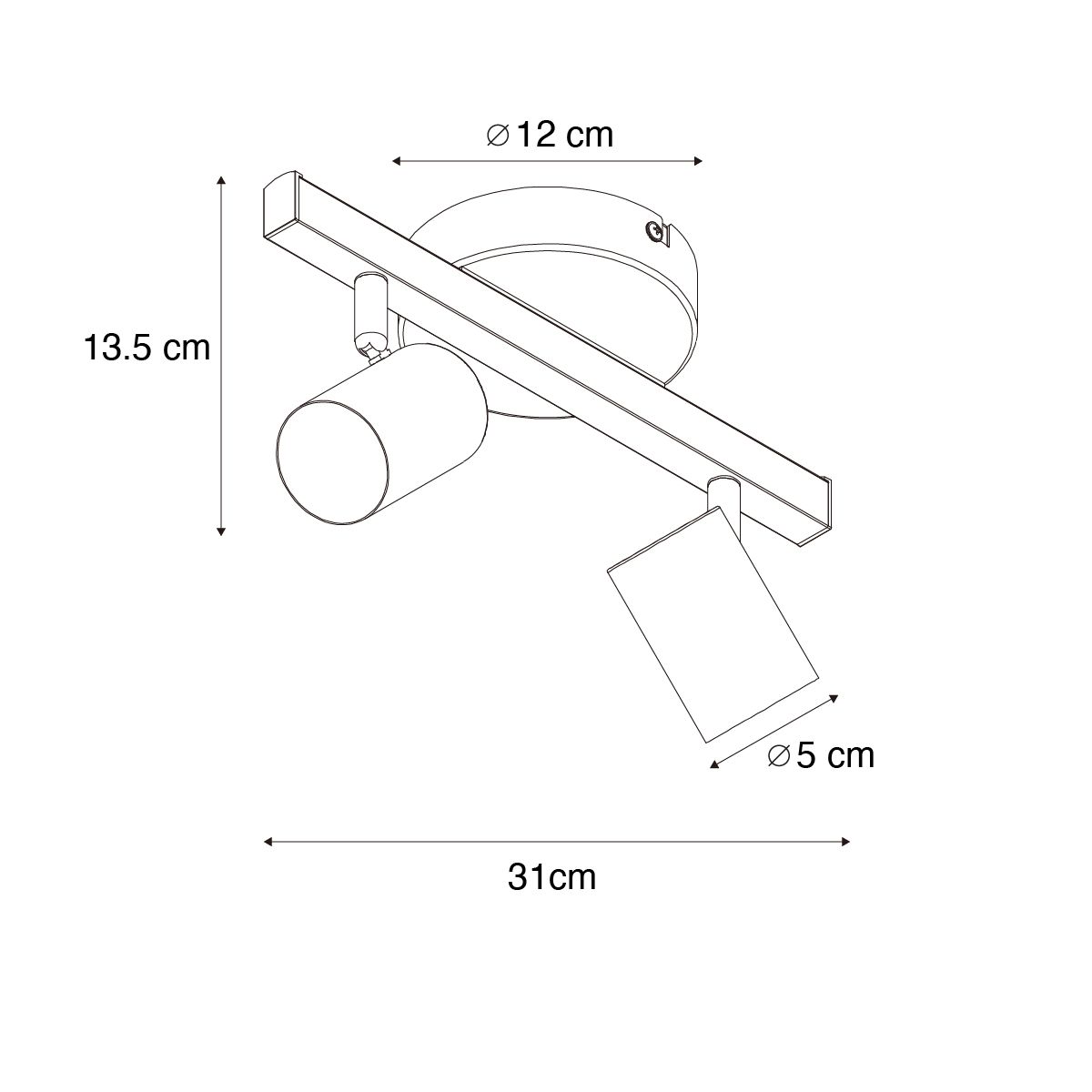 Plafondspot zwart GU10 50mm 2-lichts incl. backlight - Back Up