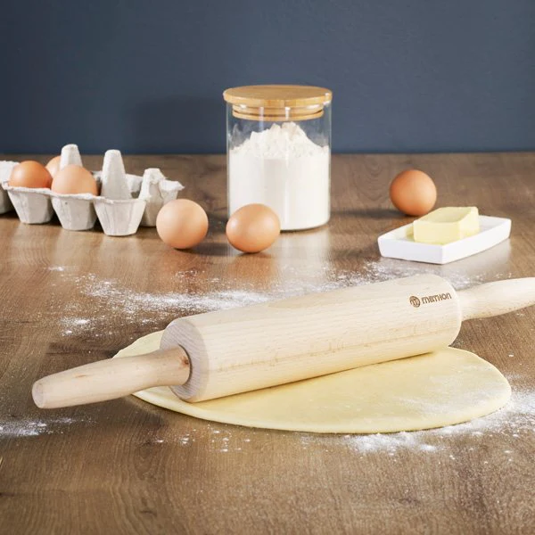 Rouleau à pâtisserie en hêtre avec poignées 38 cm Mathon