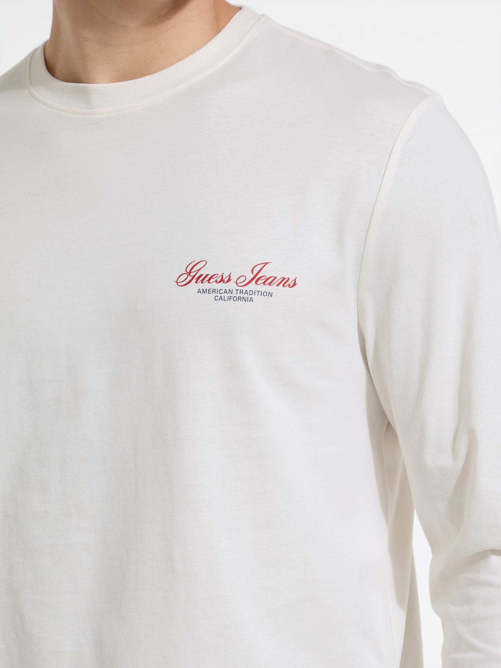 Camiseta de manga comprida com gola redonda e logo