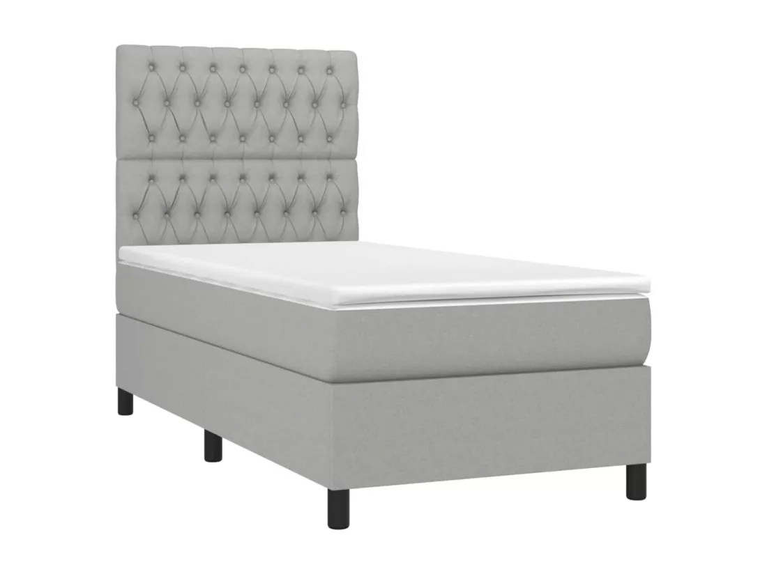 Sommier tapissier avec matelas et LED Gris clair 90x190cm Tissu