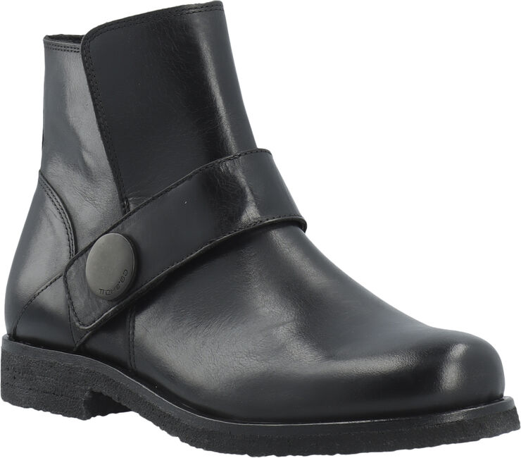 Cashott CASFREJA Low Biker Boot Pull Up Leather Black
