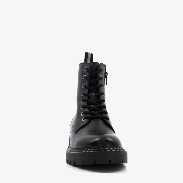 Harper leren dames veterboots zwart
