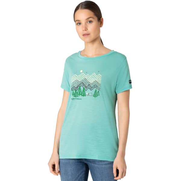 T-shirt randonnée SUPER.NATURAL W CAMPING NIGHTS TEE WASABI/VARIOUS
