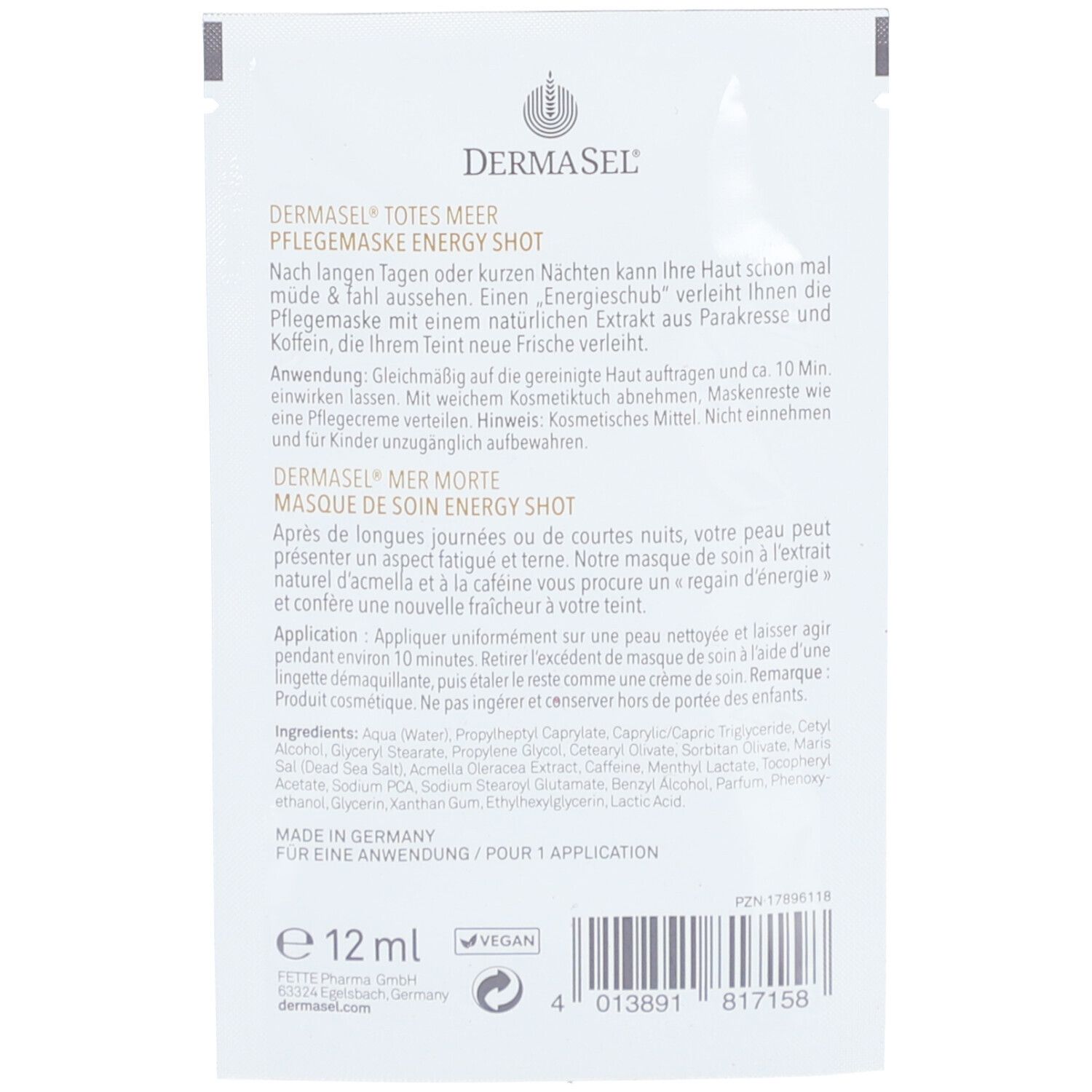 DERMASEL Totes Meer Maske Energy Shot