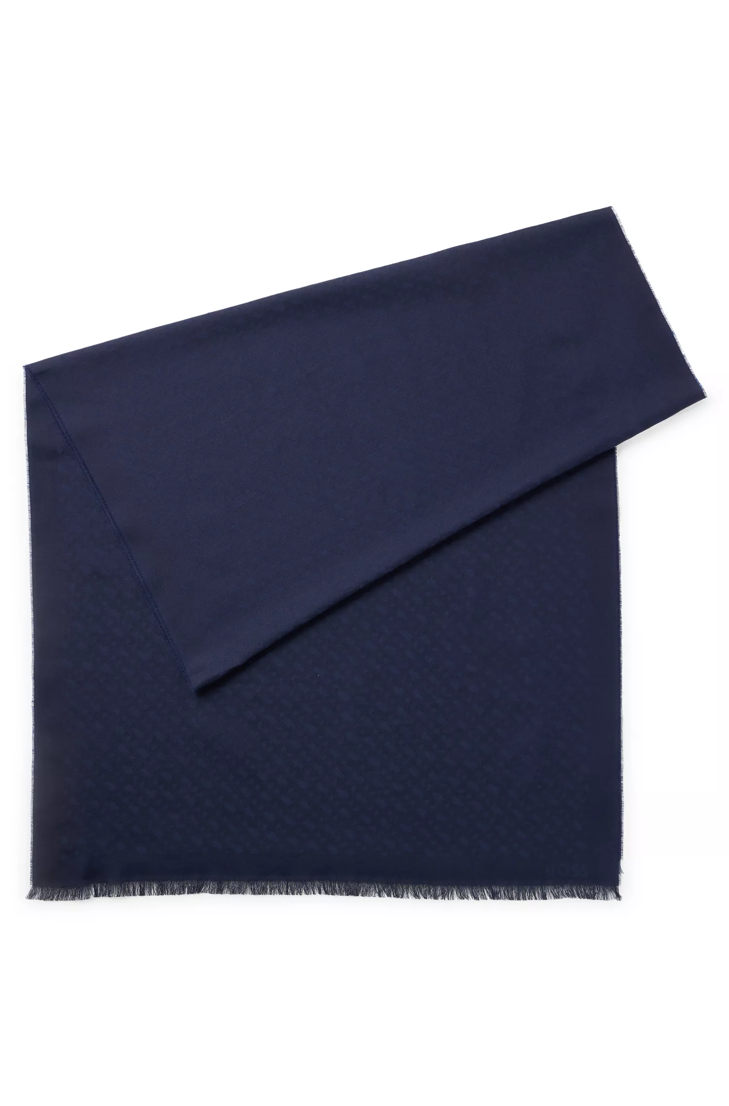 Cachecol BOSS em mistura de algodão preto com monograma em jacquard.