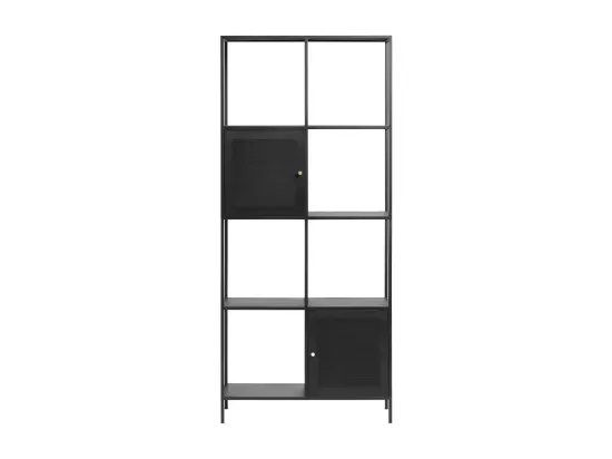 Abel - Bibliothèque 2 portes, 6 niches en métal H180cm : Couleur - Noir