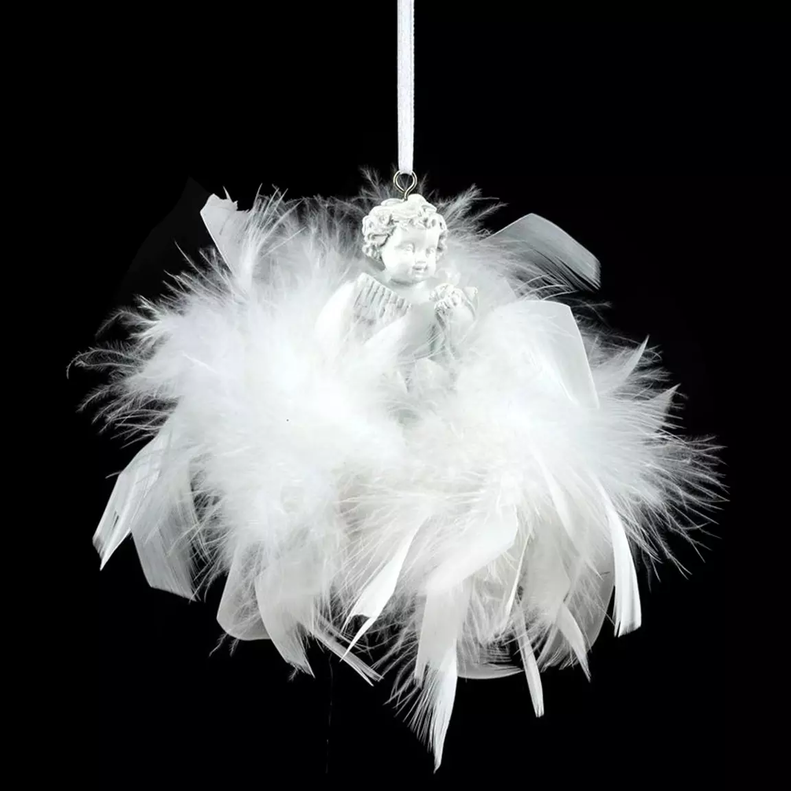 Ange à suspendre (H5,5 cm) Couronne Blanc