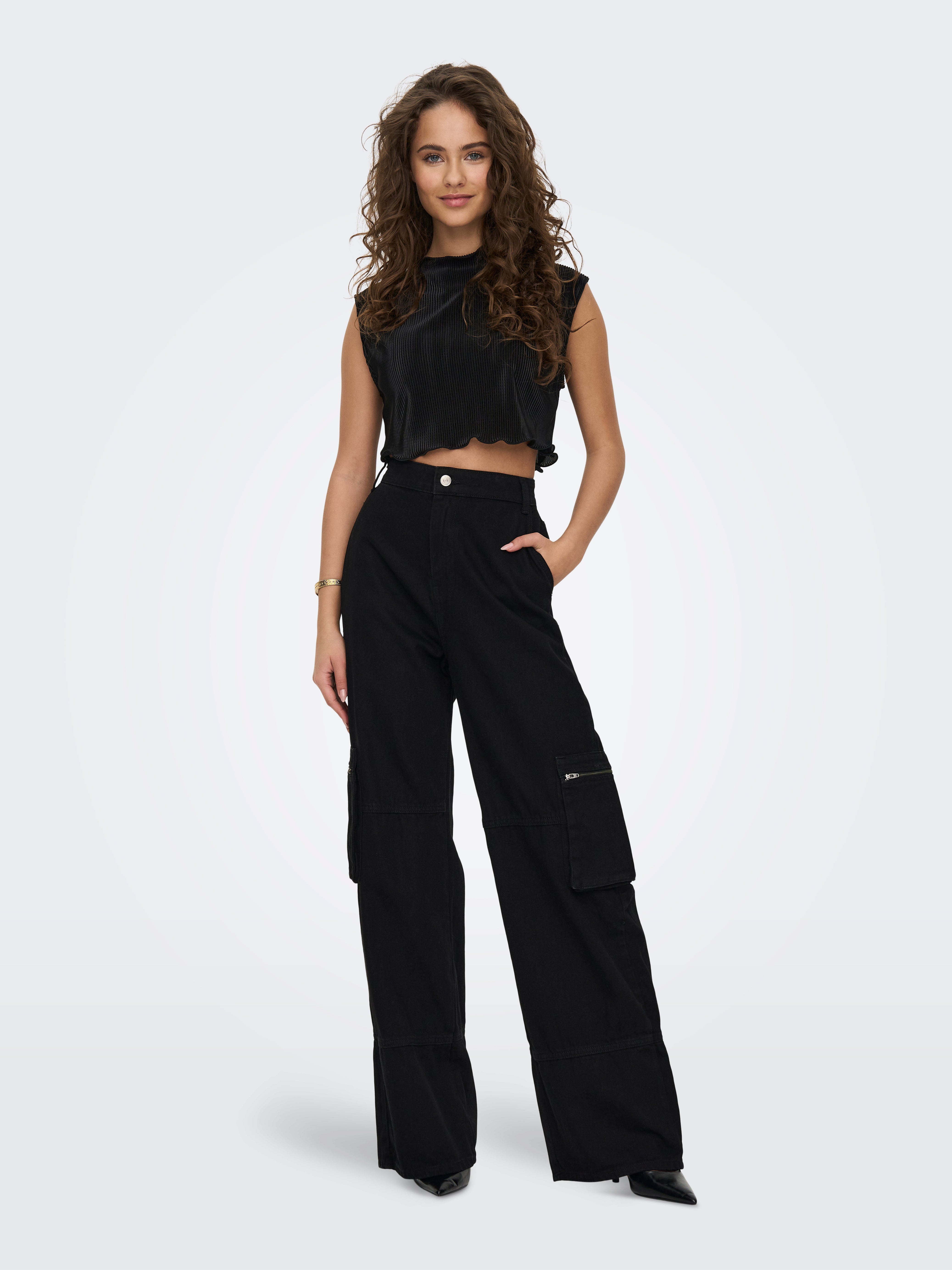 ONLCARO Mittlere Taille Karotte, locker geschnitten Jeans Black Denim
