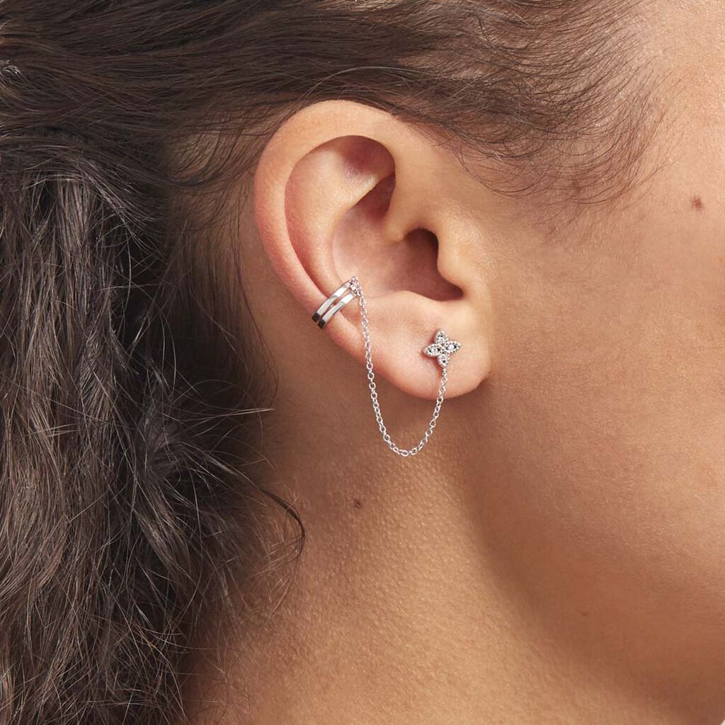 Bijou D'oreille Unitaire Argent Blanc Heh Oxydes De Zirconium