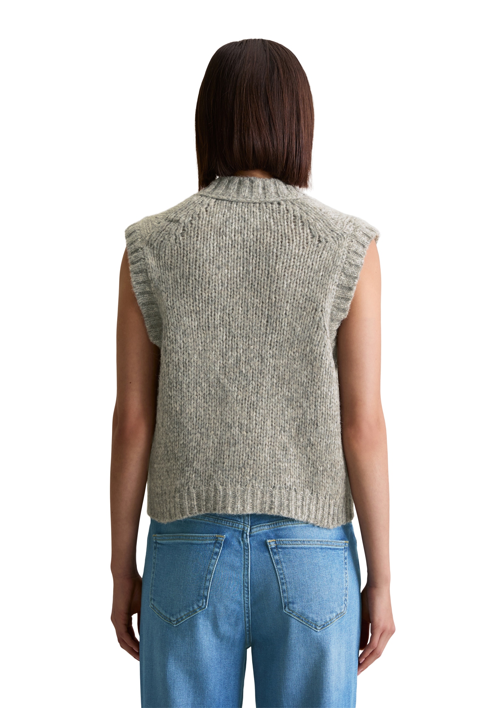 Marc O'Polo DENIM Strickweste »cropped aus kuscheligem Schurwolle-Alpaka-Mix«, entspannter Schnitt mit tiefem V-Ausschnitt