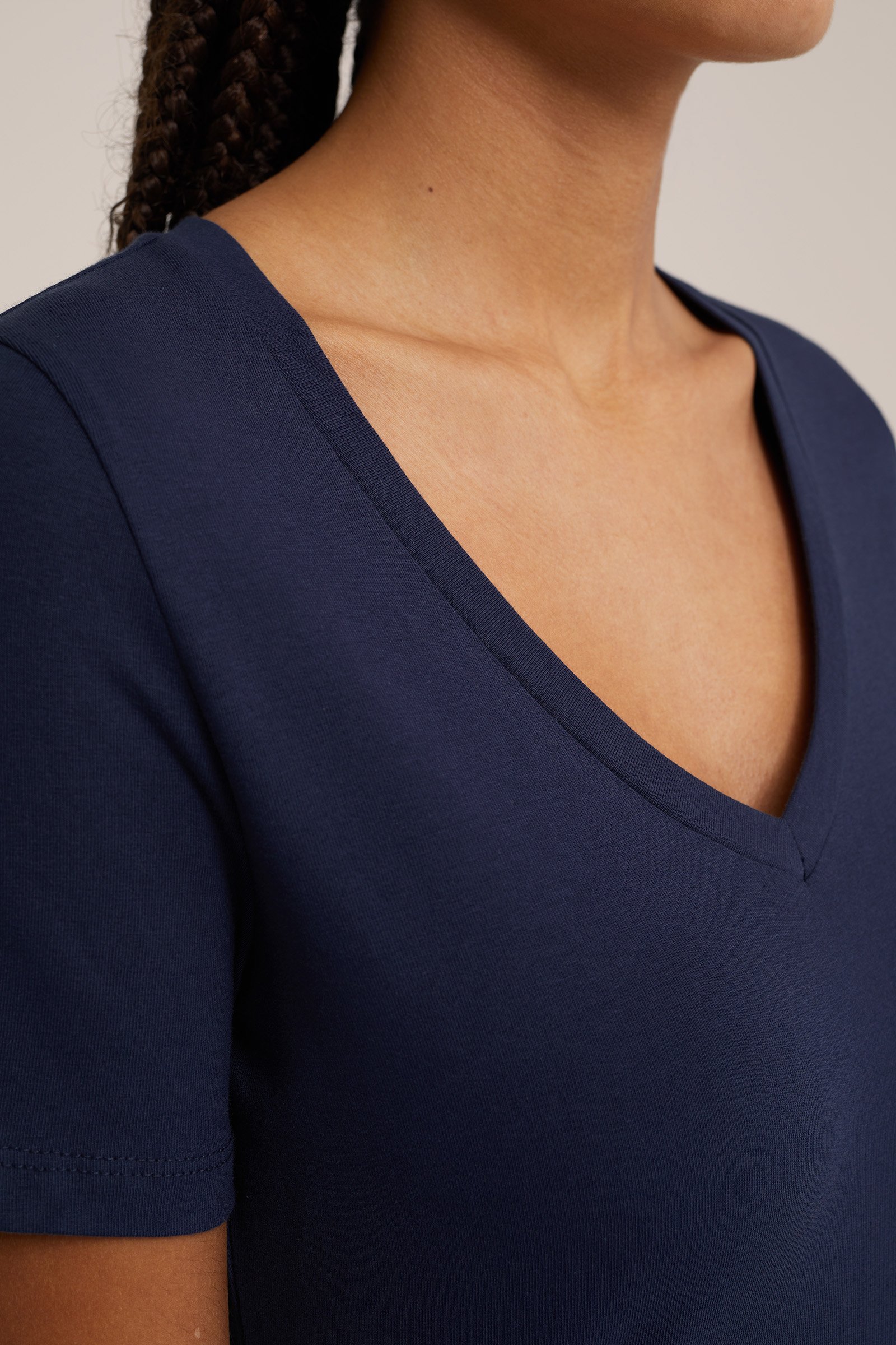 T-shirt met V-hals WE Fashion Donkerblauw