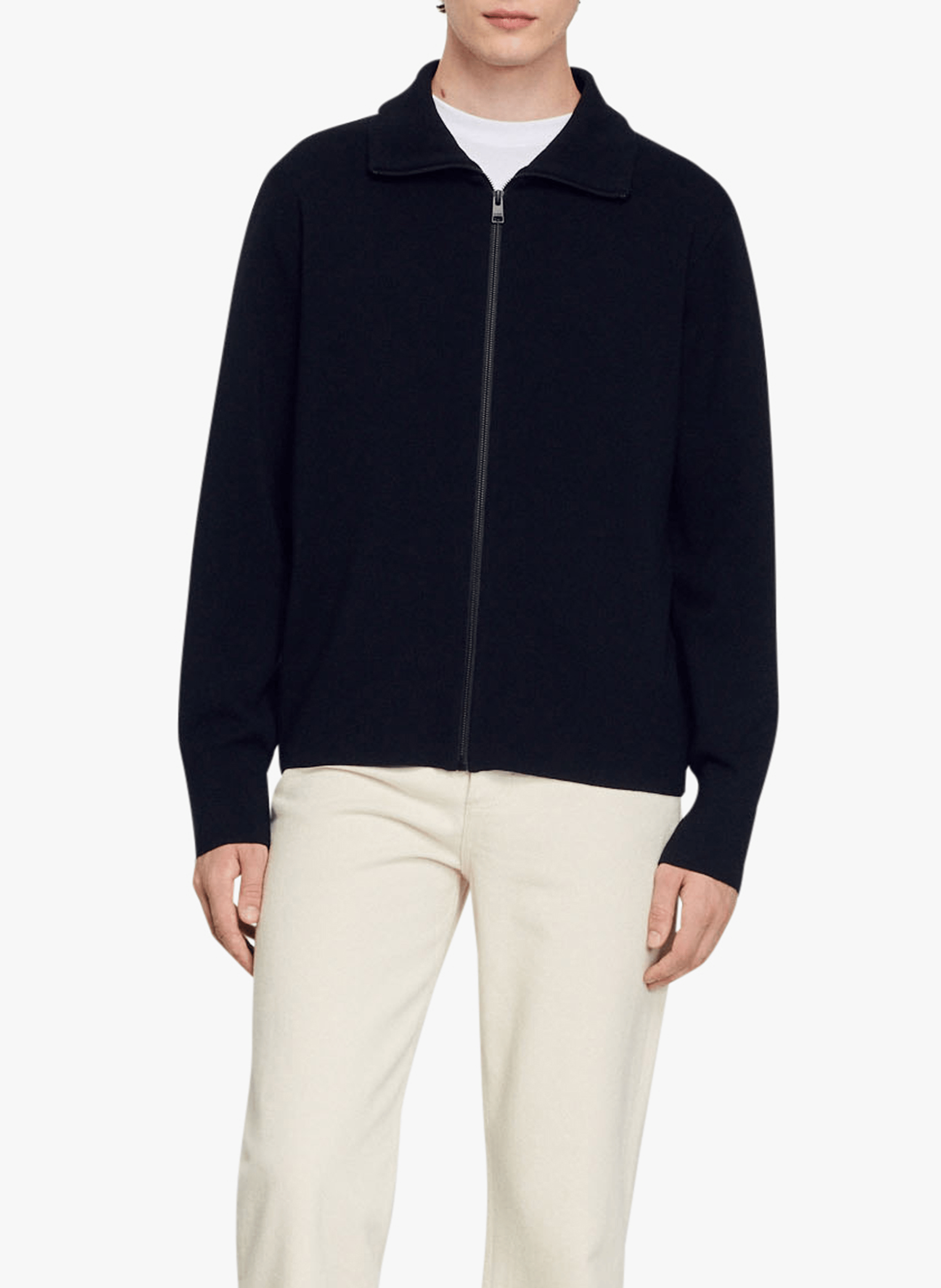 Gilet zippé en laine | Noir