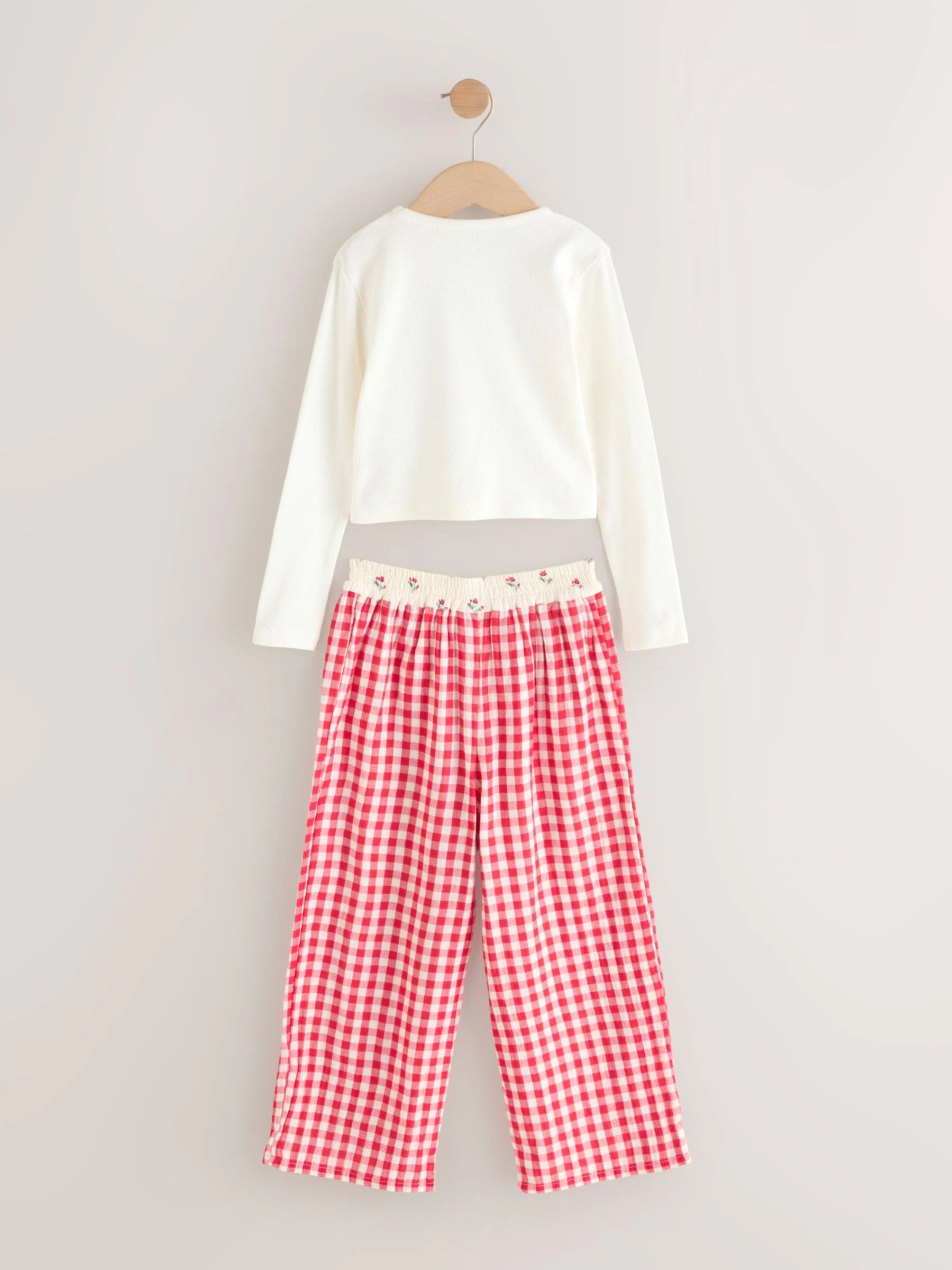 Red/Ecru Gingham - Wide Leg Pyjamas (3-16yrs)