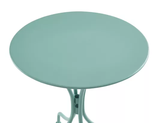 Salle à manger de jardin en métal - une table D.60cm et 2 chaises empilables - Vert amande - MIRMANDE de MYLIA