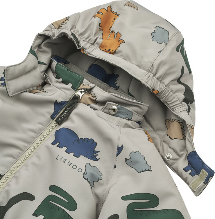 Liewood Isa Snowsuit Dinosaurs / Mist-80 Dinosaurs / mist