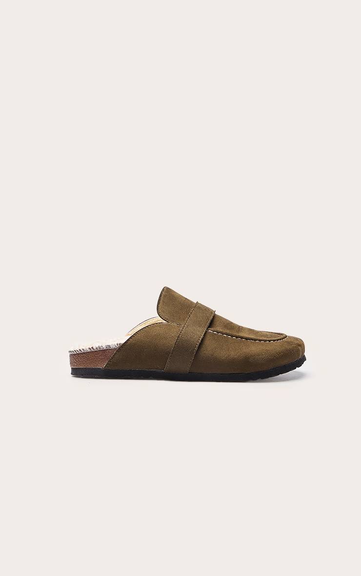 Vert Olive Mules En Synthétique Doublées De Synthétique