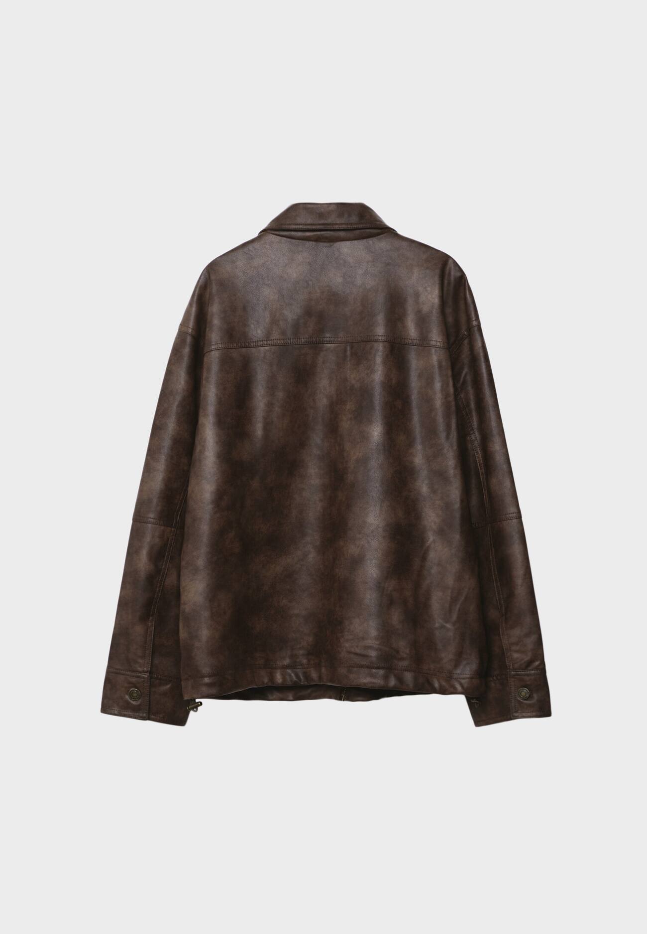 Jaqueta oversized de couro sintético