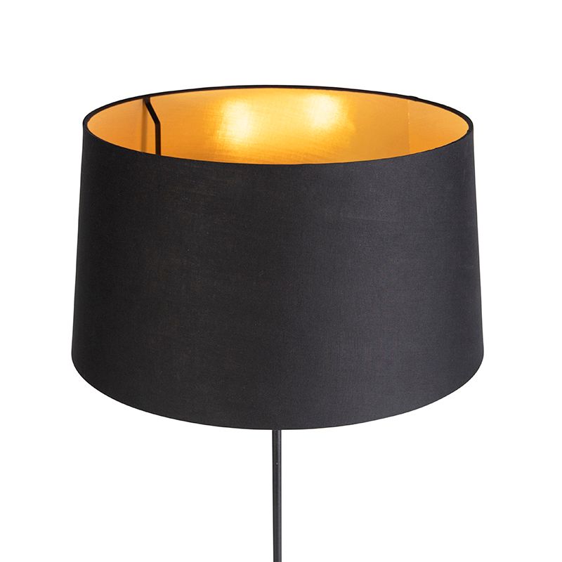 Vloerlamp zwart met zwarte kap 45 cm verstelbaar - Parte