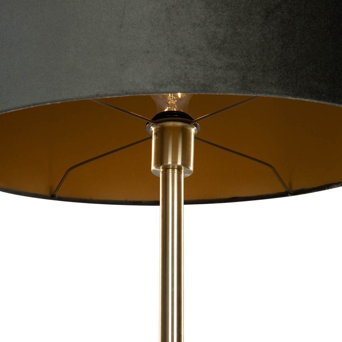 Tafellamp messing met ovale velours kap groen 35cm - Simplo