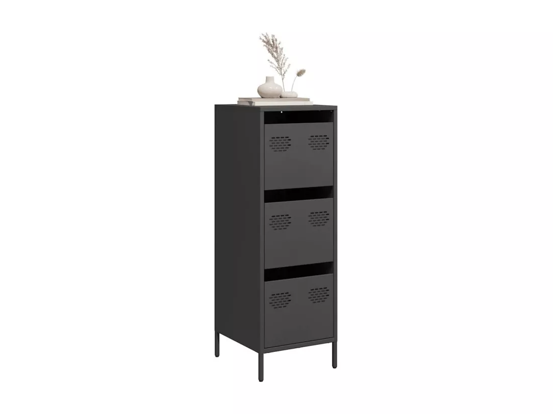 Buffet haut noir 39x35x103,5 cm acier