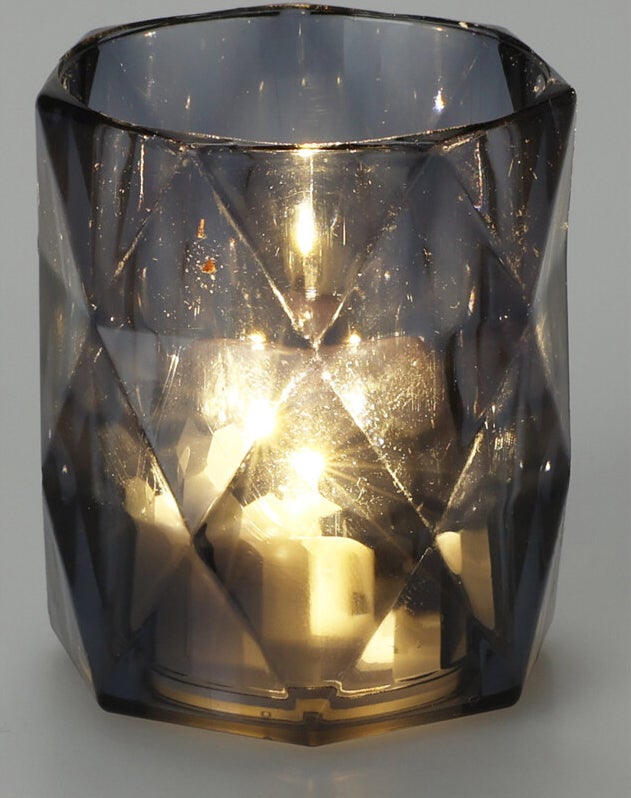 LED kaars in glas grijs D 4,7 H 5,7 cm