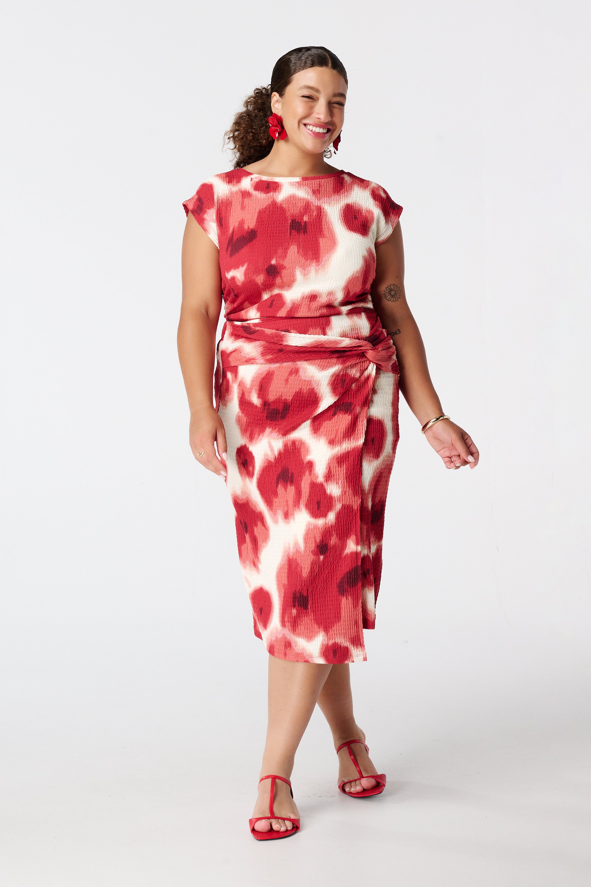 Wikkelrok met print Multi Red