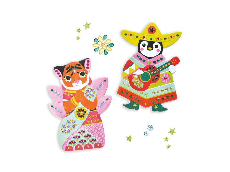 DJECO Bastelset Sticker und Basteln bunt Collage-Aktivität für Kinder