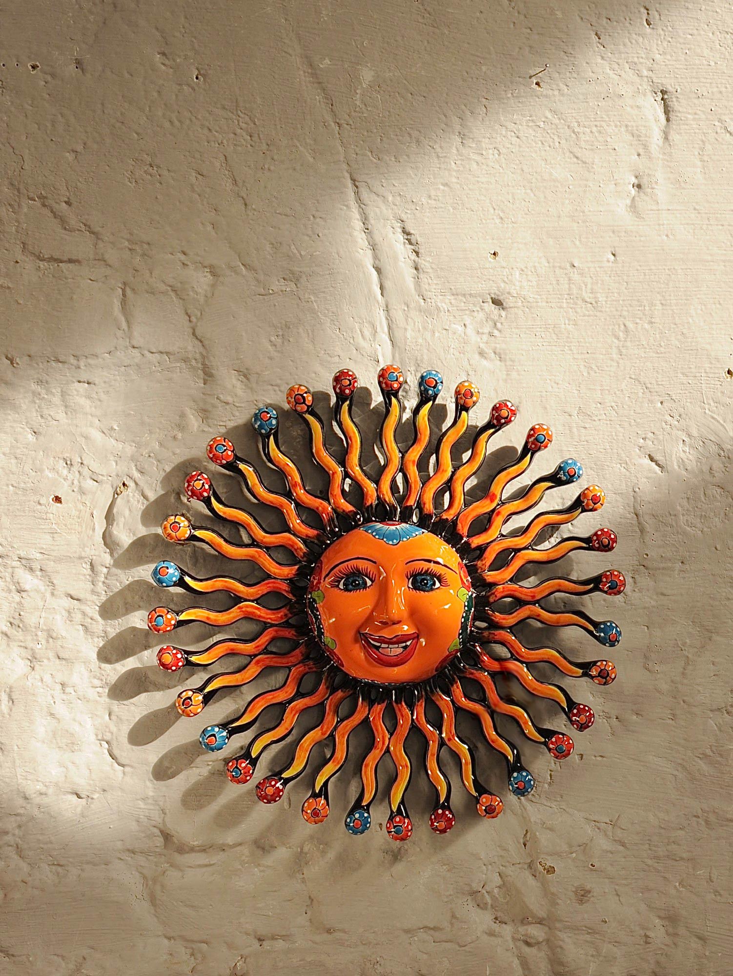 Keramik-Wandschmuck 'Rayos', multicolor, Ø 42 cm, L 5 cm von fischer's lagerhaus