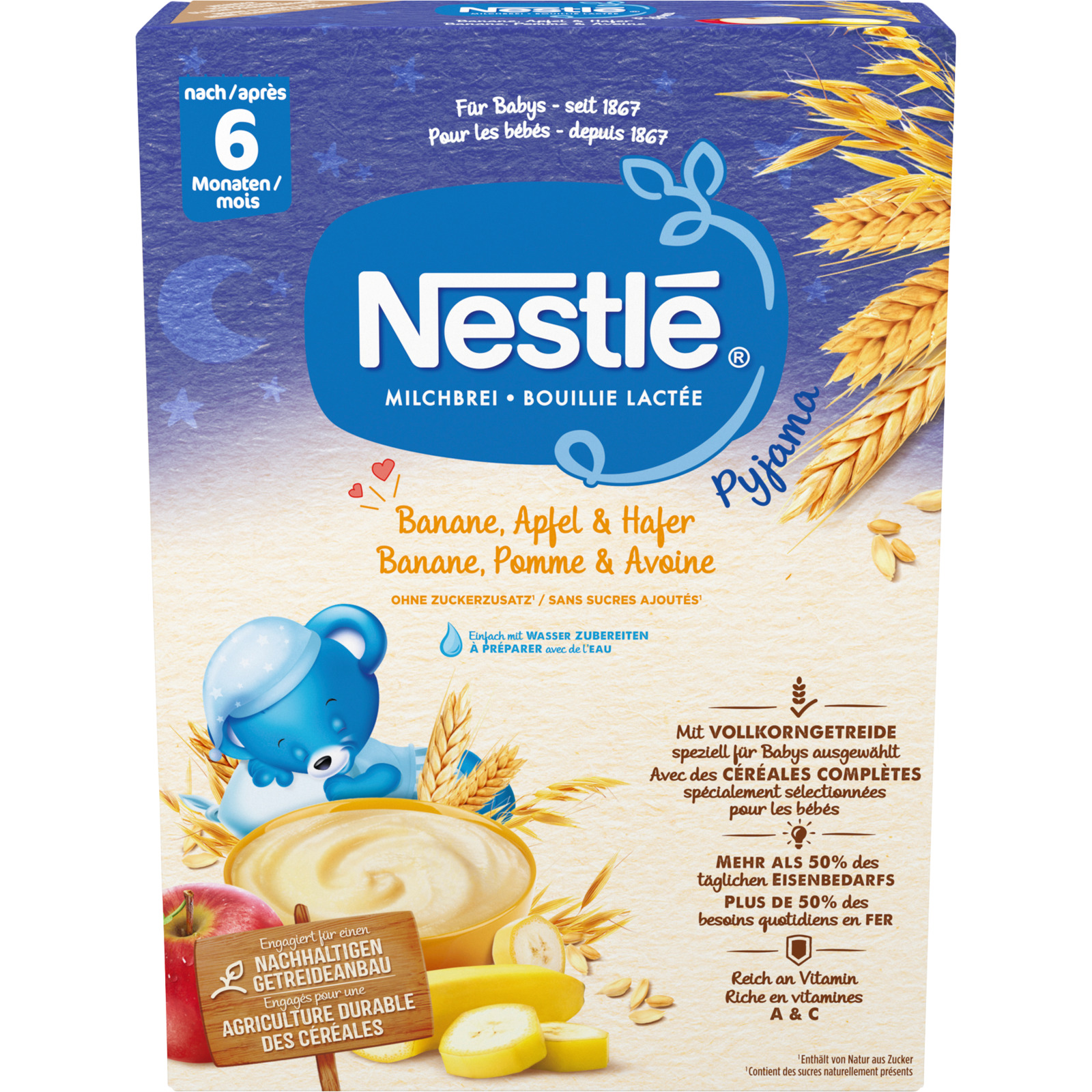 Nestlè Milchbrei Hafer Apfel/Banane 450g
