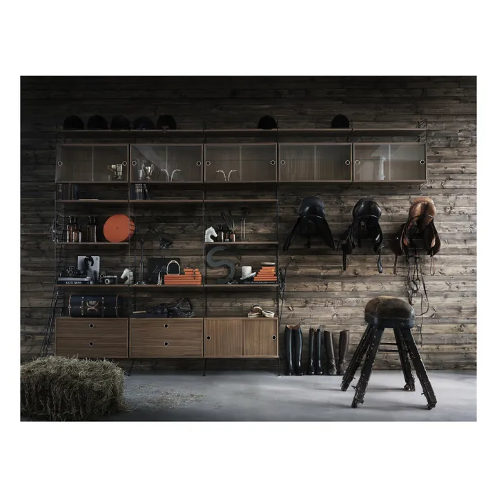 String Furniture Coffre 2 tiroirs en noyer 78x30 cm