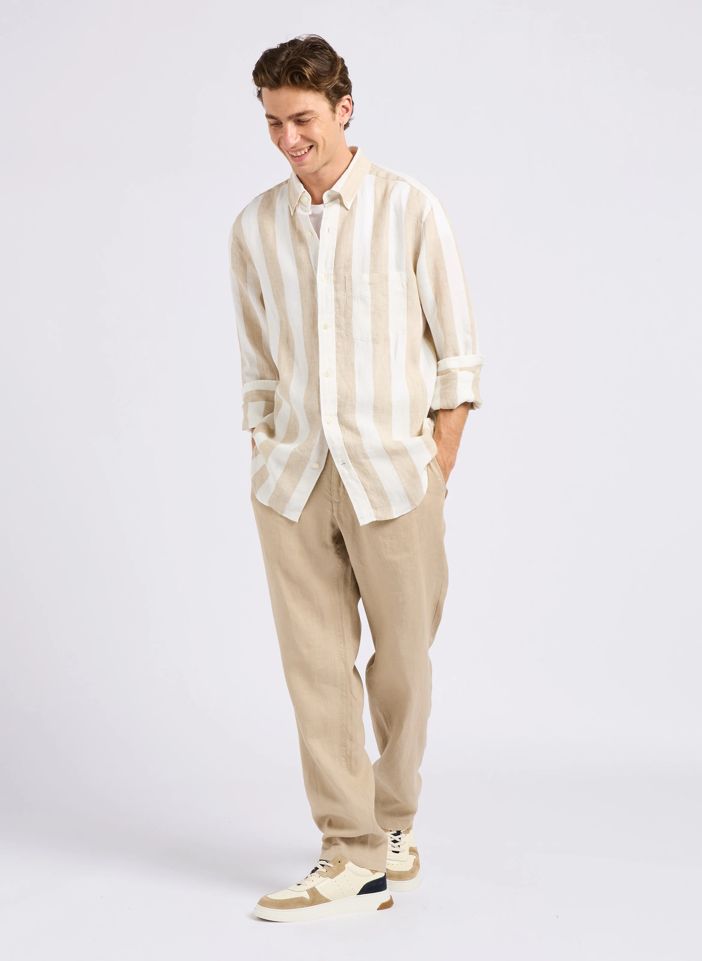 Pantalon droit en lin | Gris