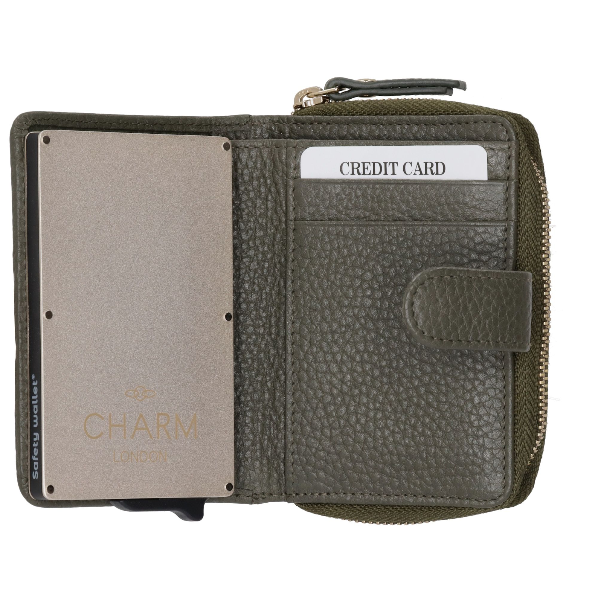 Charm London Washington Creditcard Etui Rits Donkergroen