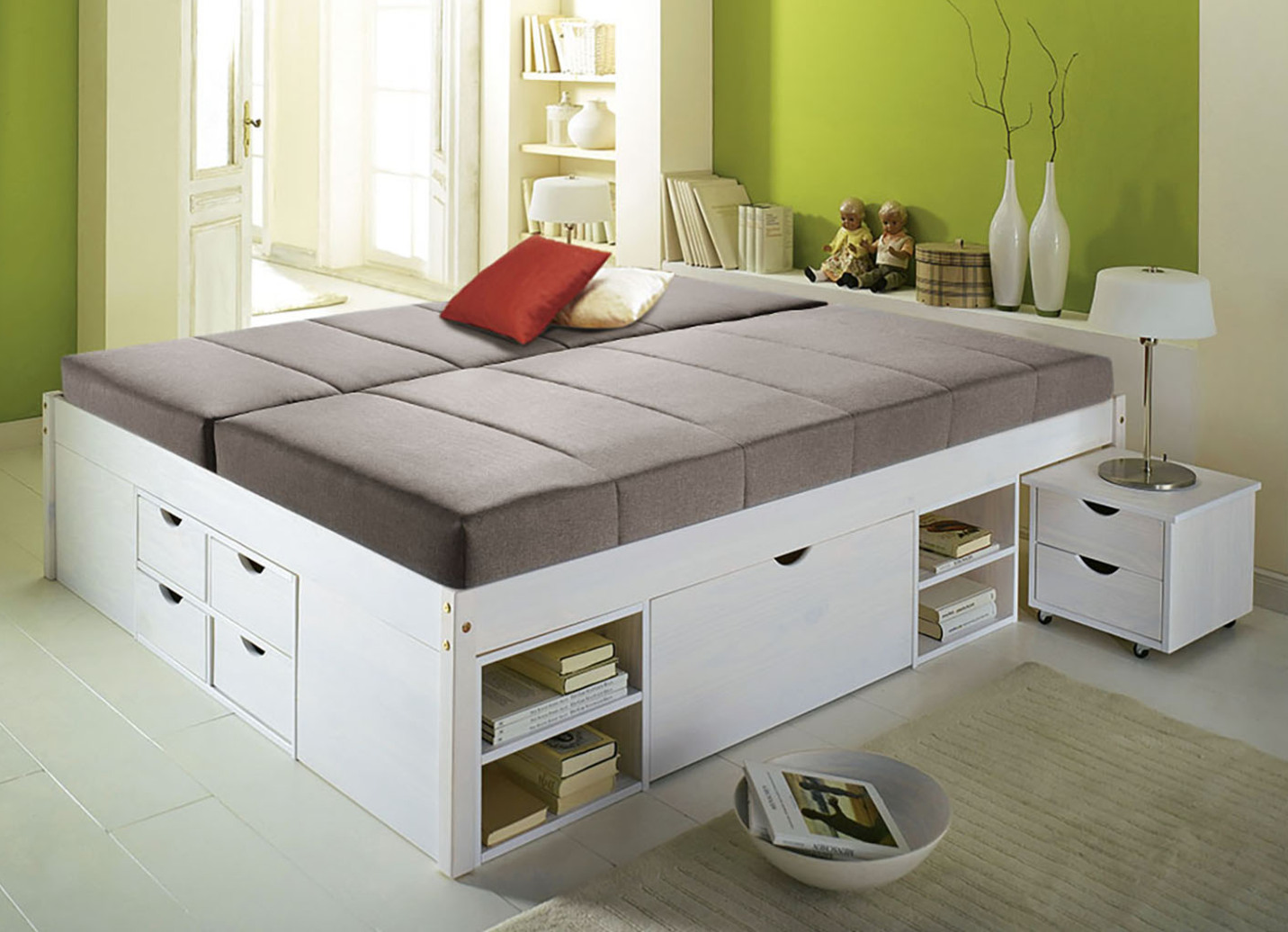 Funktionsbett aus massivem Kiefernholz