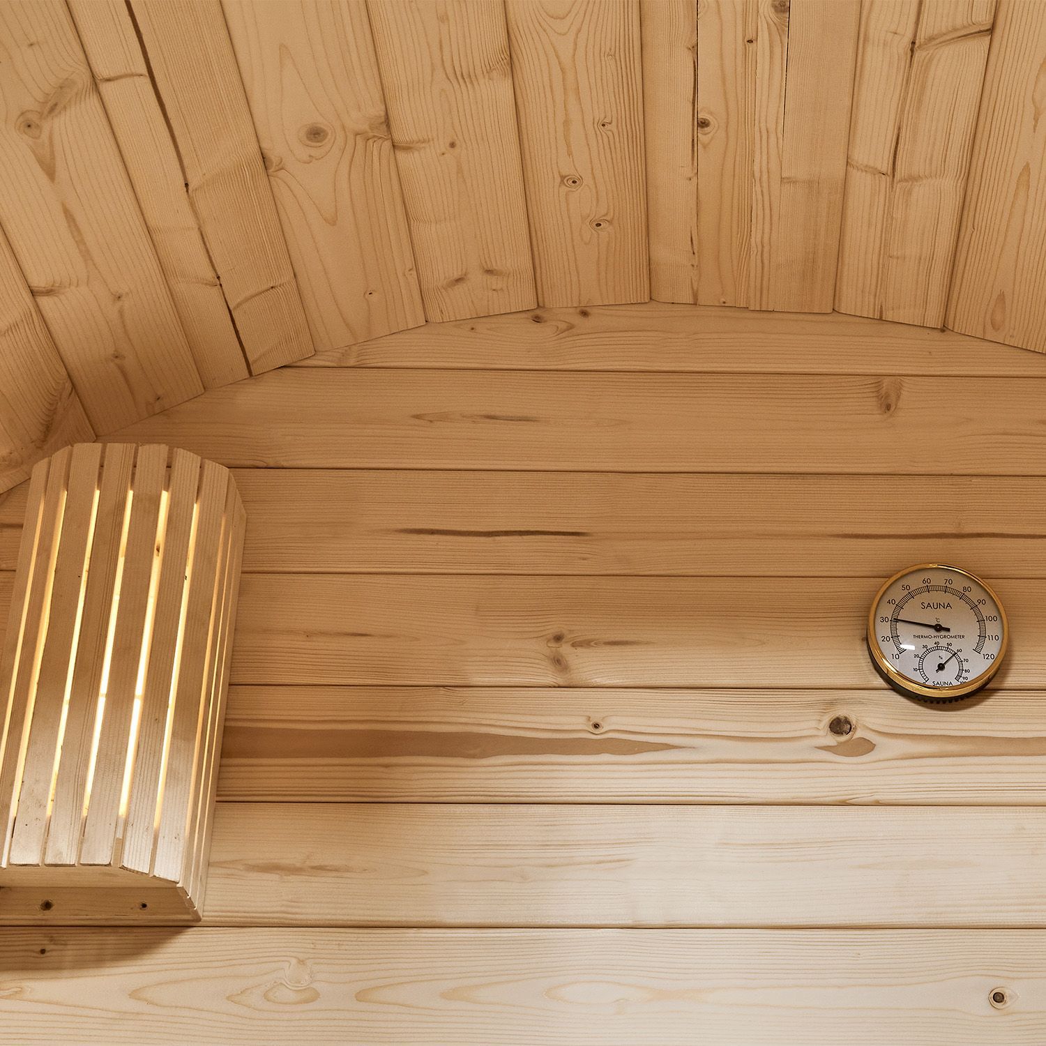 Artsauna Fasssauna Spitzbergen 120 - 2 Personen, 3,6 kW Ofen, Zubehör - Fichtenholz Sauna