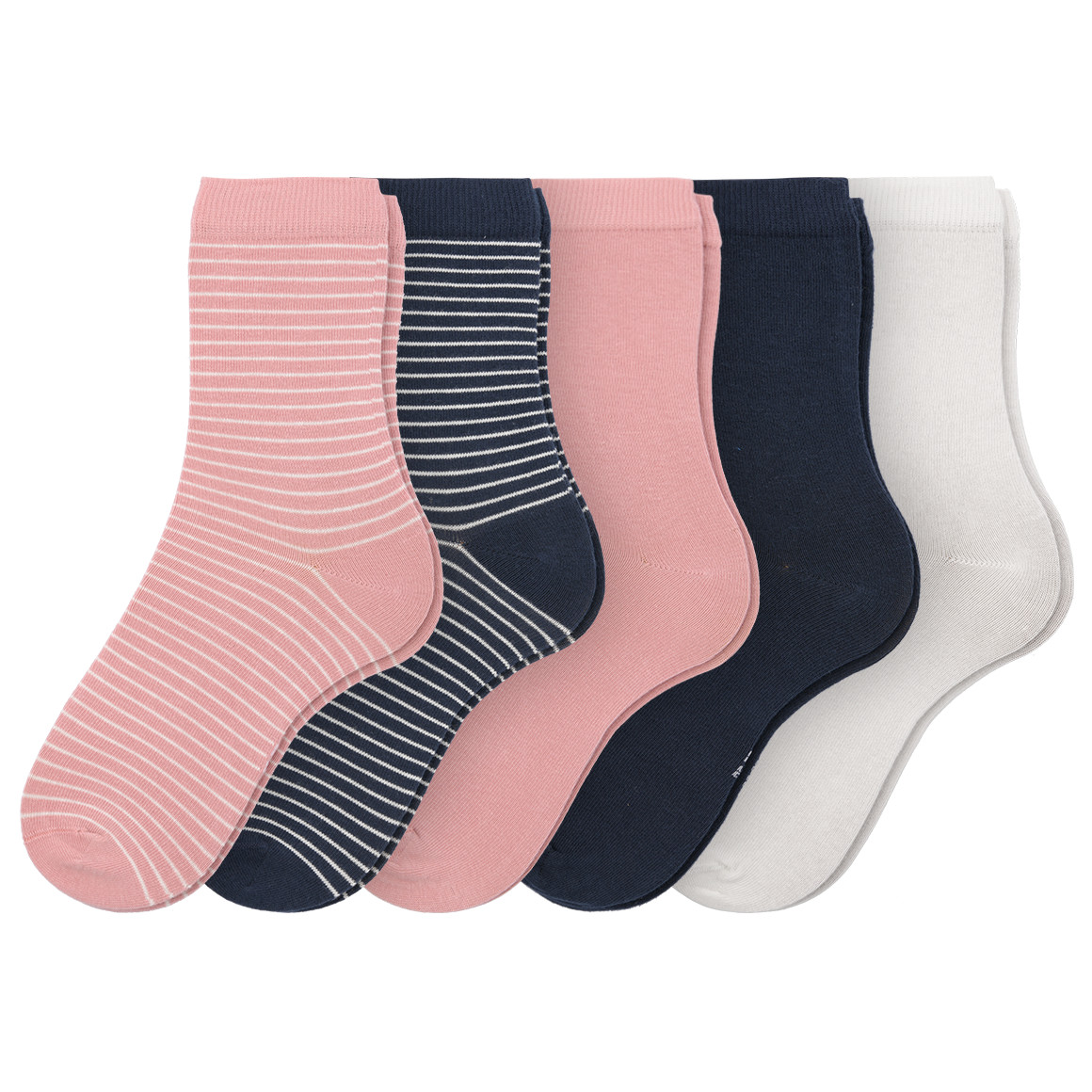 Topolino 5 Paar Mädchen Socken mit Bio-Baumwolle rosa / dunkelblau / weiss
