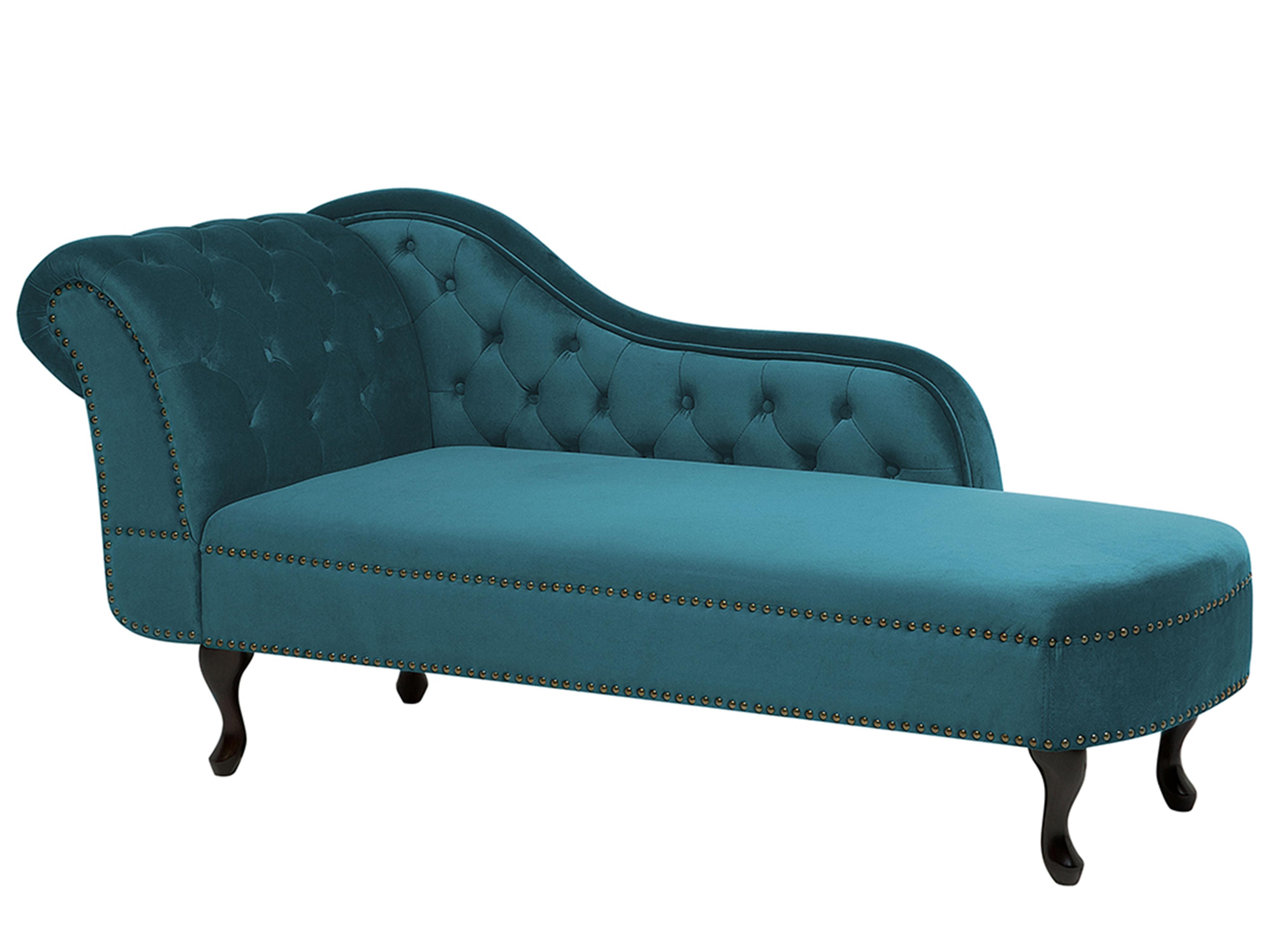 Linkszijdige chaise longue NIMES Fluweel Groenblauw