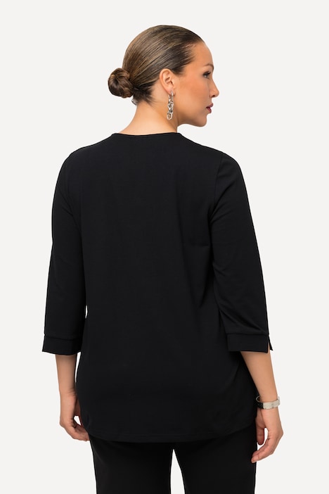 Shirt, Zierring, Classic, V-Ausschnitt, 3/4-Arm