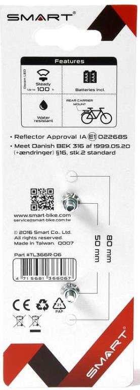 Smart Diode Fastmonteret Baglygte, 50mm