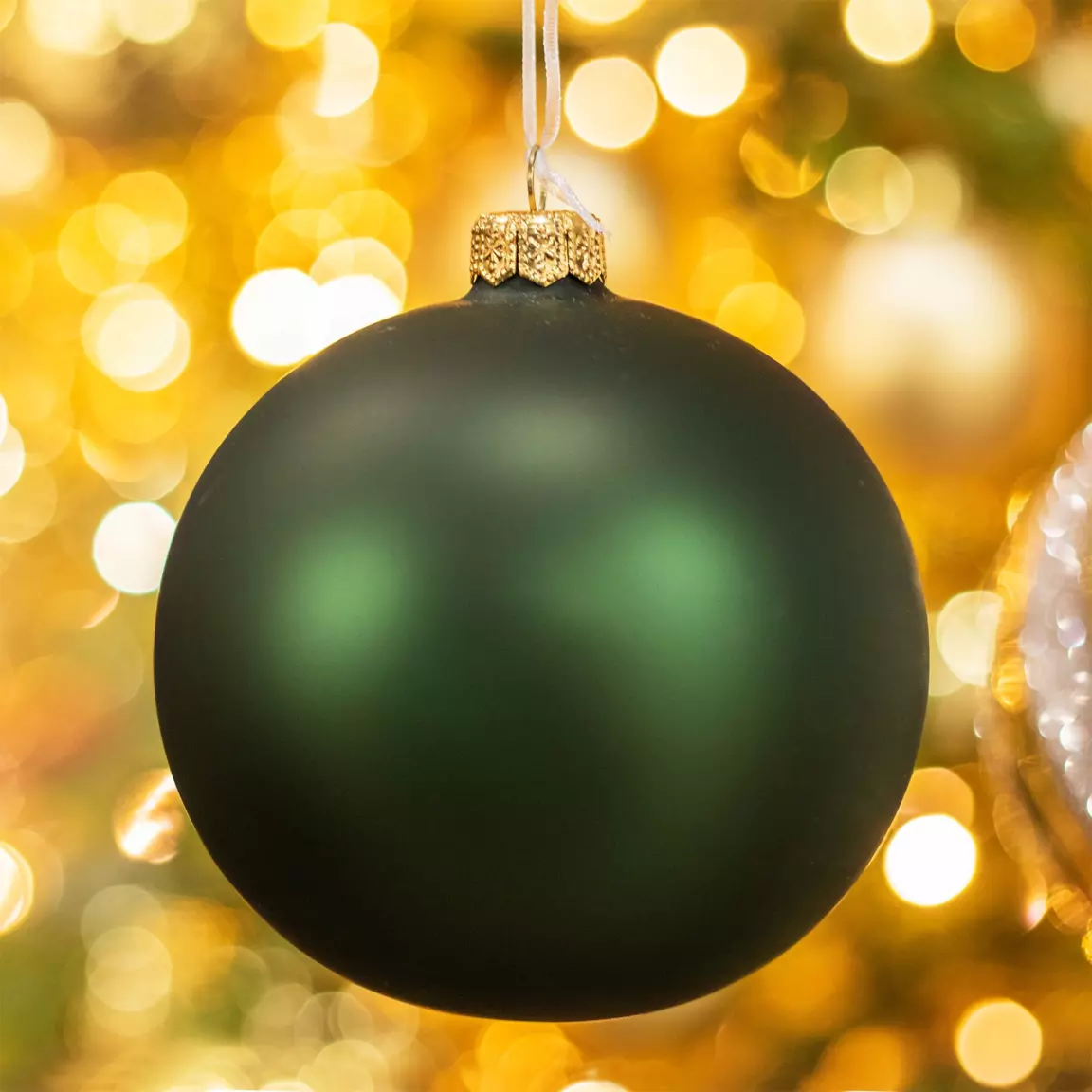 Lot de 4 boules de Noël en verre (D100 mm) Arctique mate Vert sapin