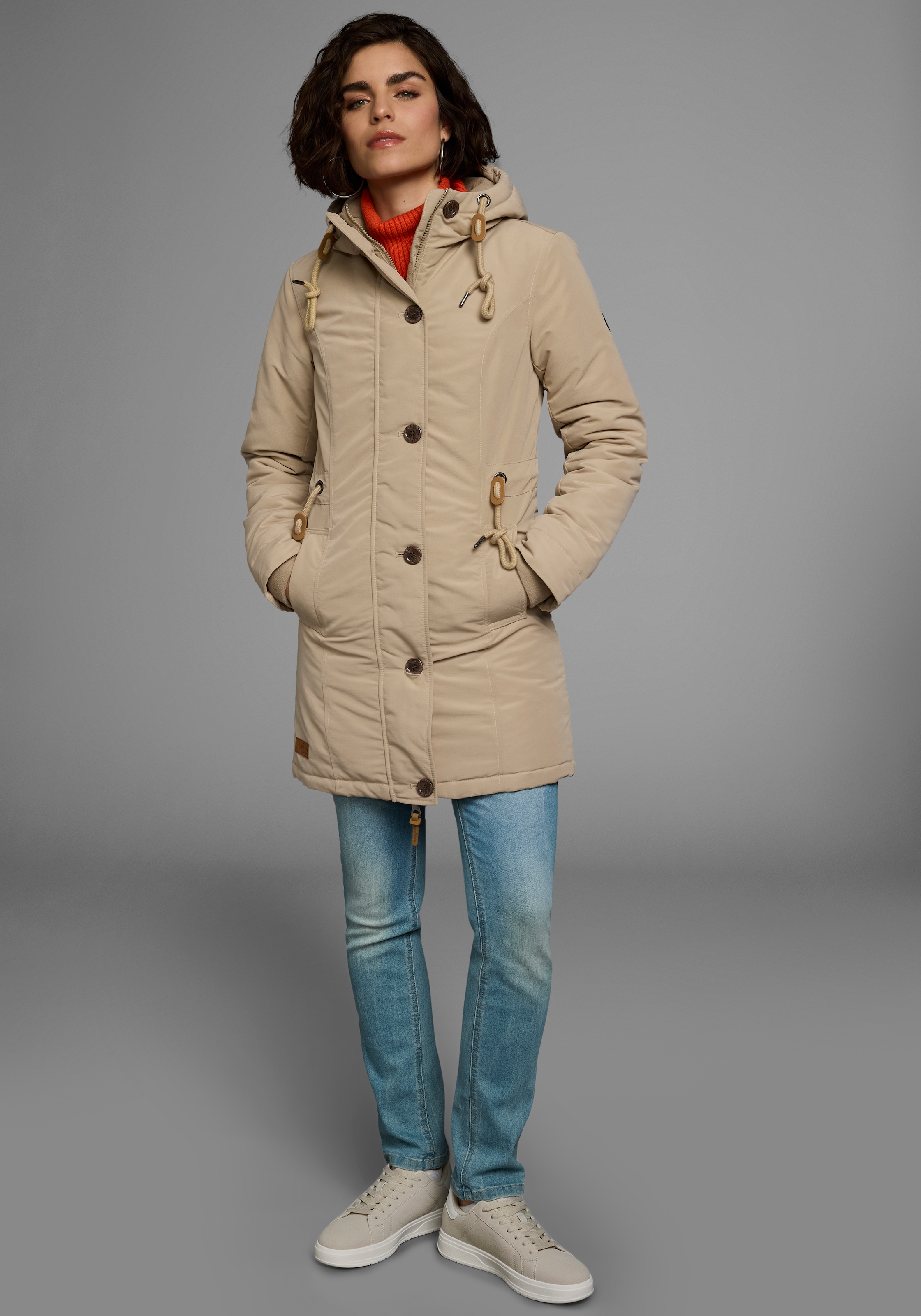KangaROOS Winterjacke mit Kapuze für die kalte Jahreszeit,  aus leichtem Webstoff,  modisch