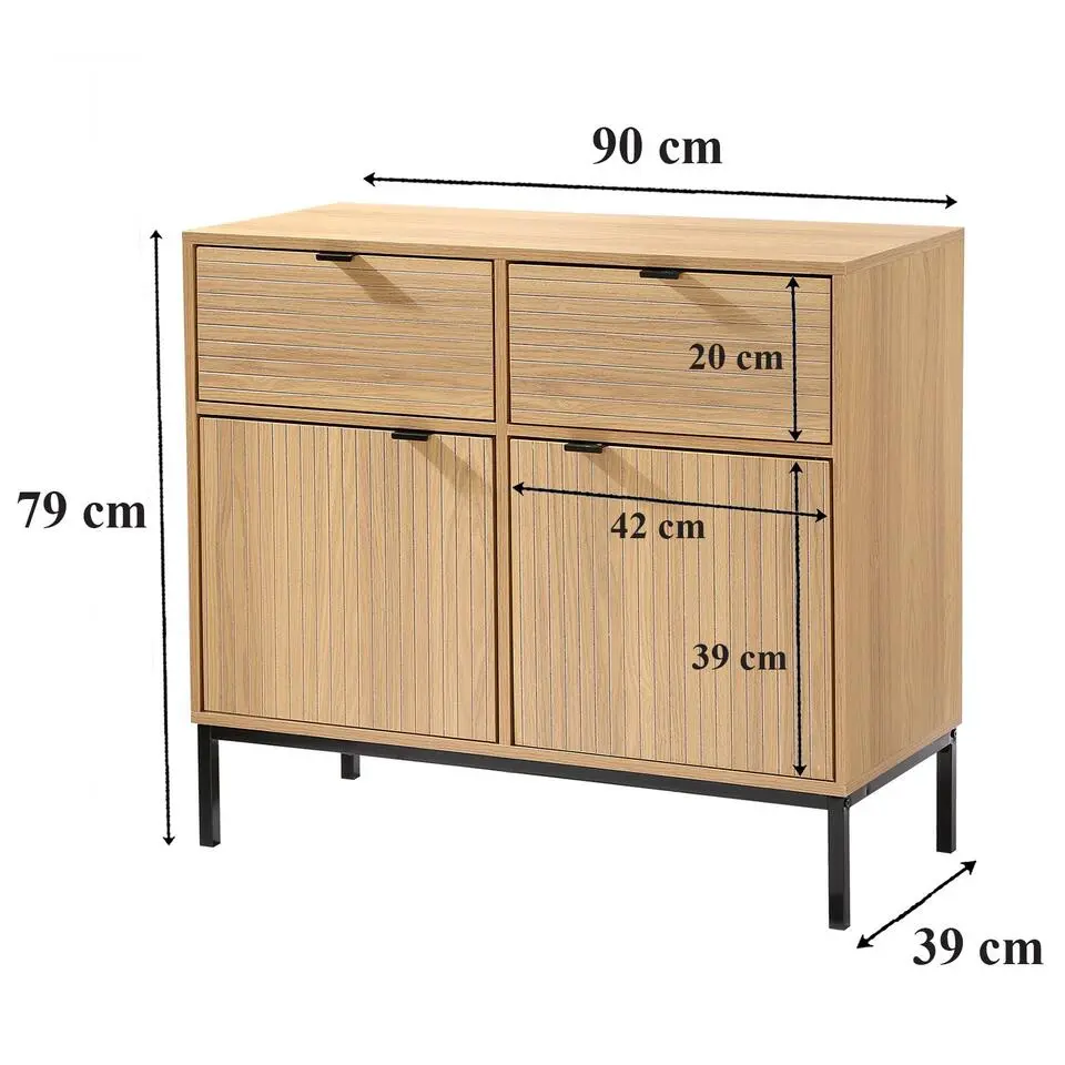 CALICOSY - Dressoir TARA - Licht hout - 79x90x39 cm