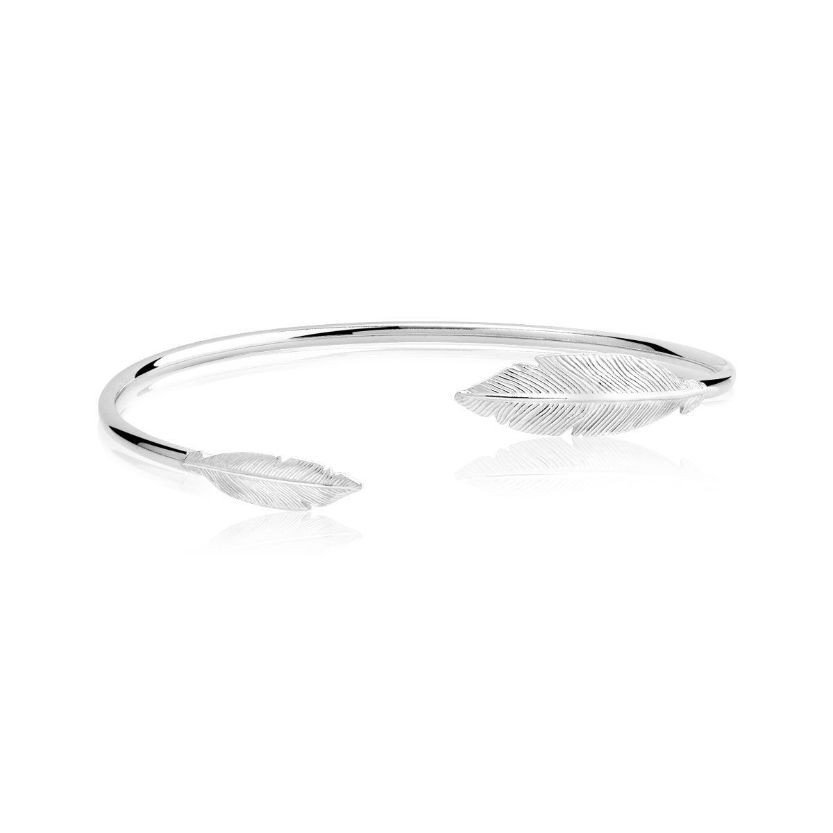 Bracelet jonc argent 925 plumes