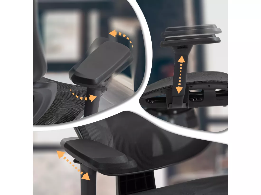 Chaise de bureau - Tissu en maille & Plastique - Noir - Deshler