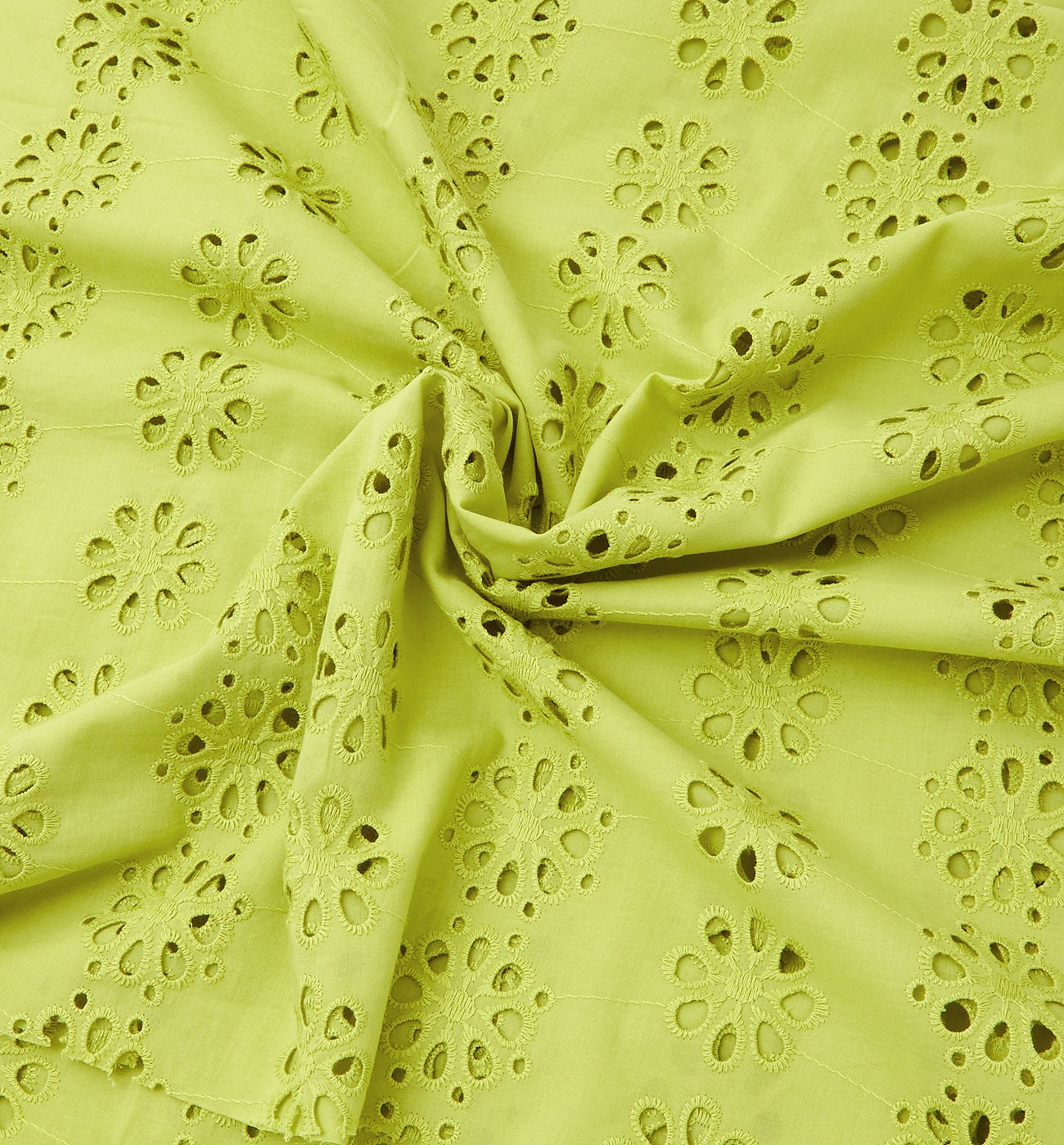 Coupon 2 m broderie anglaise - Vert anis